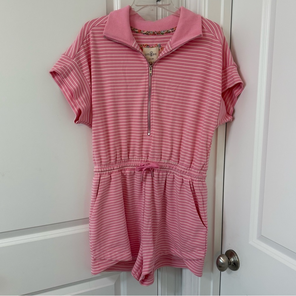 Women’s Pink Striped Romper